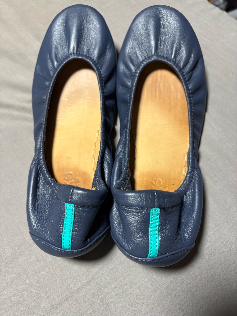 Tieks Navy Ballet Flats with Teal Accent